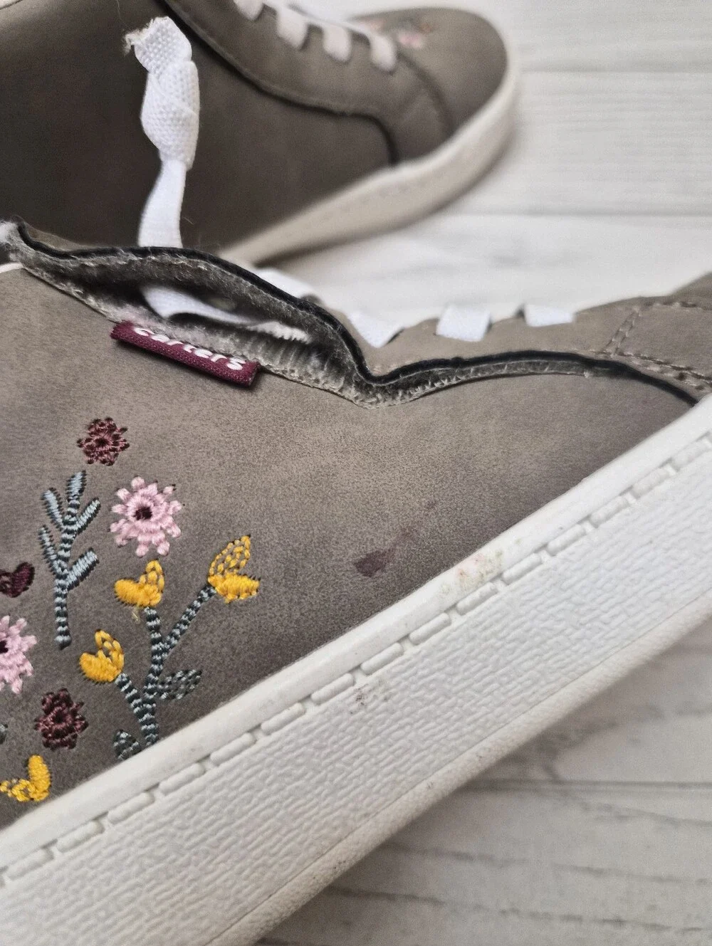 Floral Embroidered Carters Ankle Shoes Girls Size 2